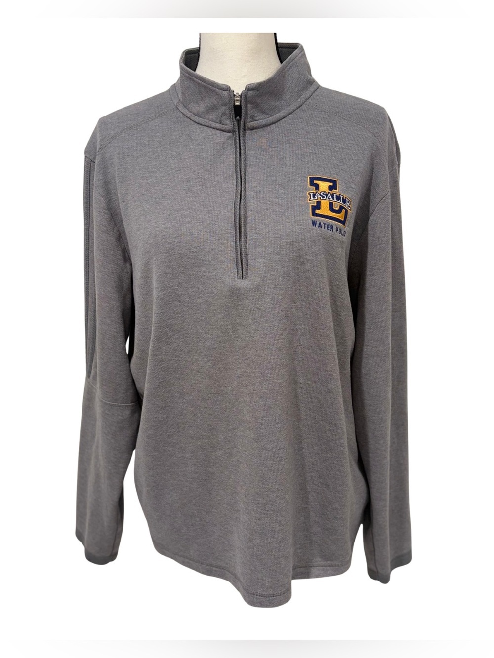 LA SALLE EXPLORERS MENS CHARCOAL HARTMAN LONG SLEEVE Adidas QTR ZIP PULLOVER